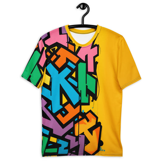 Men's T-Shirt - Yellow Cyberpunk Graffiti