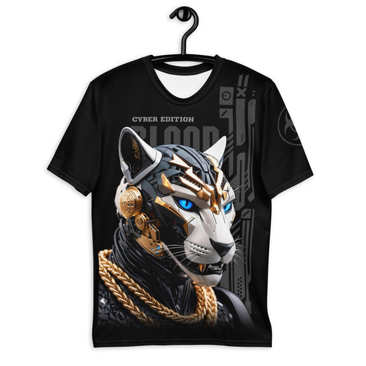 cyber panther crew neck, men's high-tech fashion, augmented panther graphic