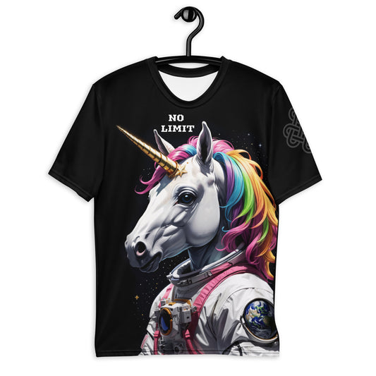 astronaut unicorn graphic tee, men's galactic fashion, fantasy space motif