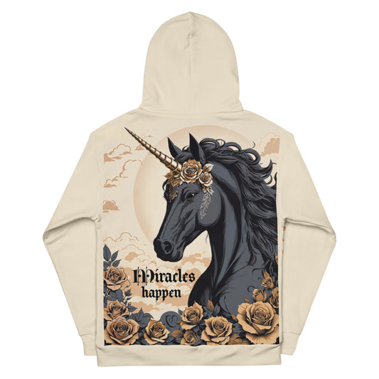 Women's enchanted unicorn hoodie, majestic unicorn design, floral crown unicorn hoodie